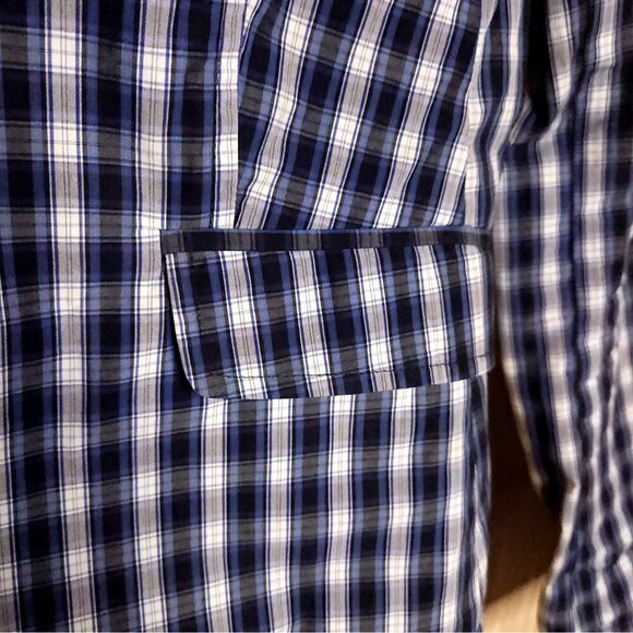 Banana Republic Petite Womens Blue White Plaid Lightweight Blazer XSP - Picture 4 of 10